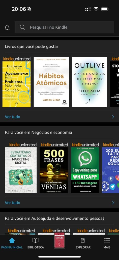 Como usar o Kindle no celular